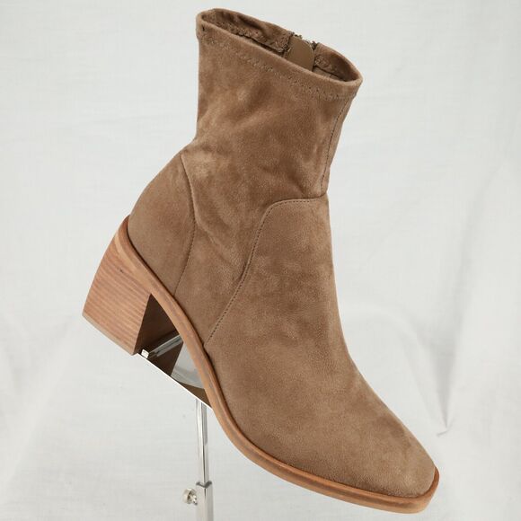 Dolce Vita Shoes - Dolce Vita Boots Womens 10 Tan Beige Faux Suede Ankle Side Zip Block Heel Boho